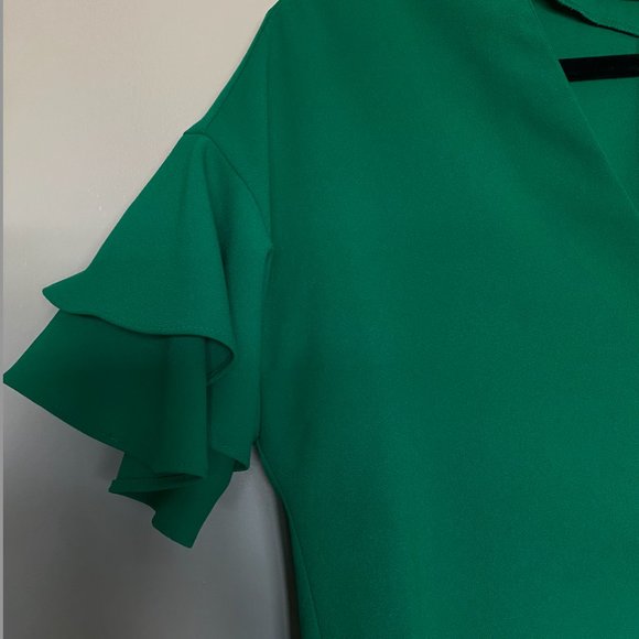 Green Zara Ruffle Sleeve Slip Dress - Picture 2 of 4